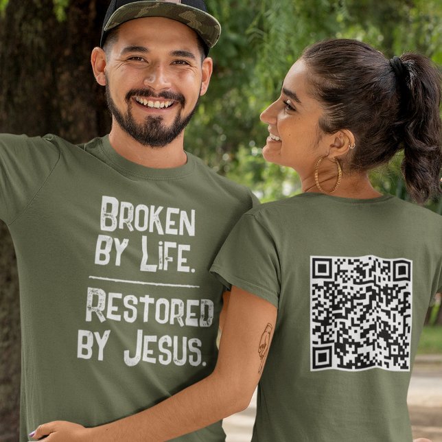 QR Code Broken By Life Restored By Jesus Scripture T-Shirt (Creator Uploaded)