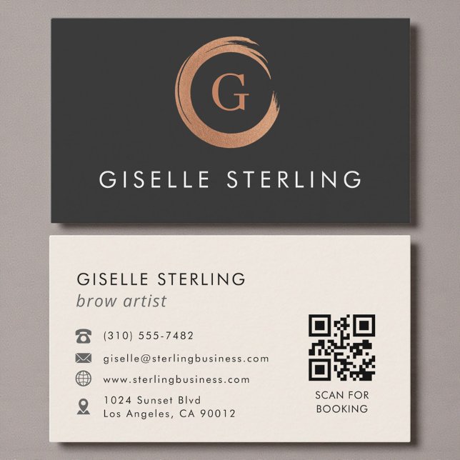 QR Code Brow Artist Modern Minimalist Business Card (Creator Uploaded)