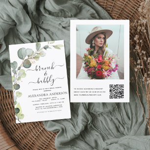 QR Code Brunch & Bubbly Bridal Shower Invitation