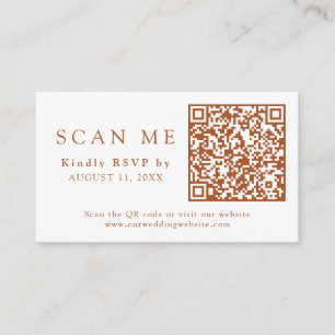 QR Code Burnt Orange Wedding RSVP Enclosure Card
