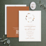 QR Code Burnt Rust Floral Wreath Monogram Wedding Invitation<br><div class="desc">Are you getting ready for the big day? Make sure to start your wedding planning off right with this stunning modern floral wreath monogram QR code wedding invitation! Its minimalistic yet elegant design in a beautiful burnt orange hue will allow your special announcement to stand out from the crowd. The...</div>