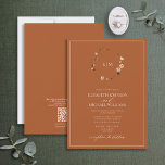QR Code Burnt Rust Floral Wreath Monogram Wedding  Invitation<br><div class="desc">Are you getting ready for the big day? Make sure to start your wedding planning off right with this stunning modern floral wreath monogram QR code wedding invitation! Its minimalistic yet elegant design in a beautiful burnt orange hue will allow your special announcement to stand out from the crowd. The...</div>