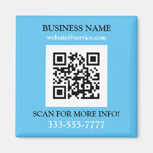 QR Code, Bus. Name Promo, Yellow White Sky Blue Magnet