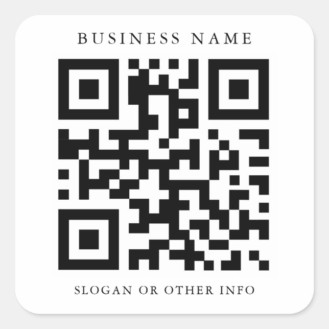 QR Code Business Black and White Square Sticker (Front)