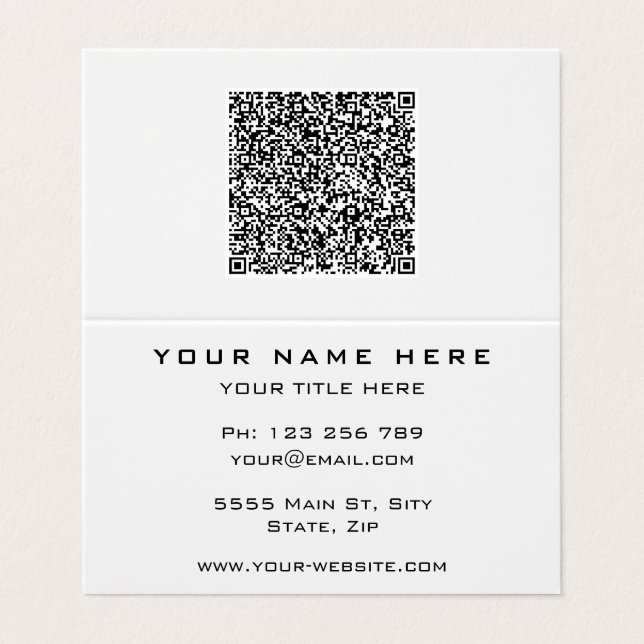 QR code Business Card Custom Colours and Font (Outside Unfolded)