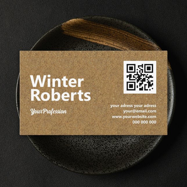 QR code business card, kraft wooden business card (Creator Uploaded)