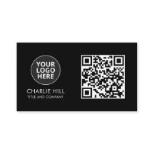 QR Code Business Card Logo Black Modern Minimalist