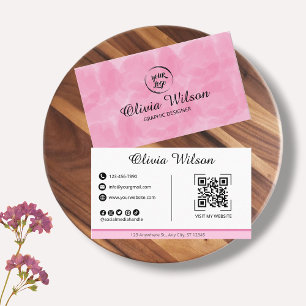 QR Code Business Card Pink Modern Simple