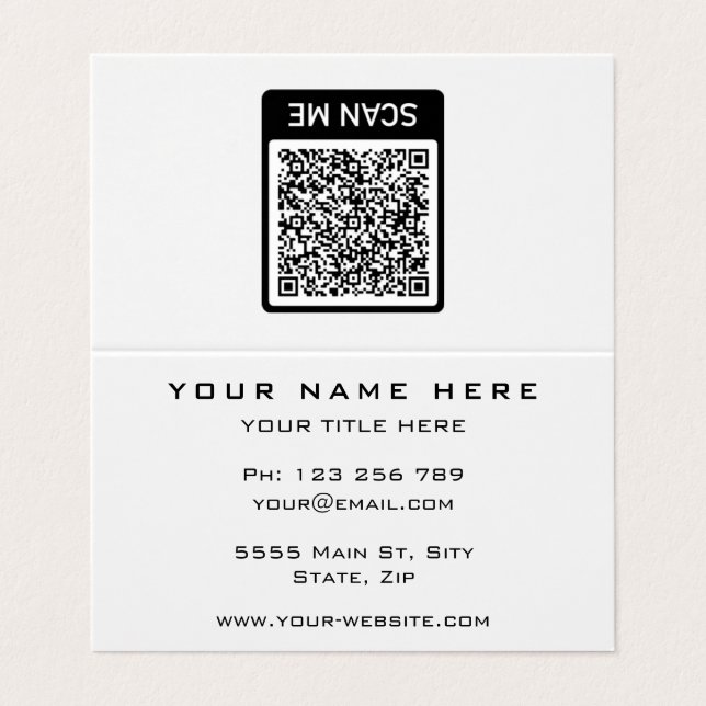 QR code Business Card with Your Colours and Font (Outside Unfolded)