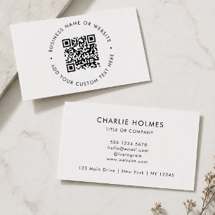 QR Code Business Cards   Custom White Minimal Card