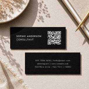 QR Code Business Cards   Mini Black Contact Card