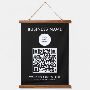 QR Code Business Company Logo Text Custom Template Hanging Tapestry