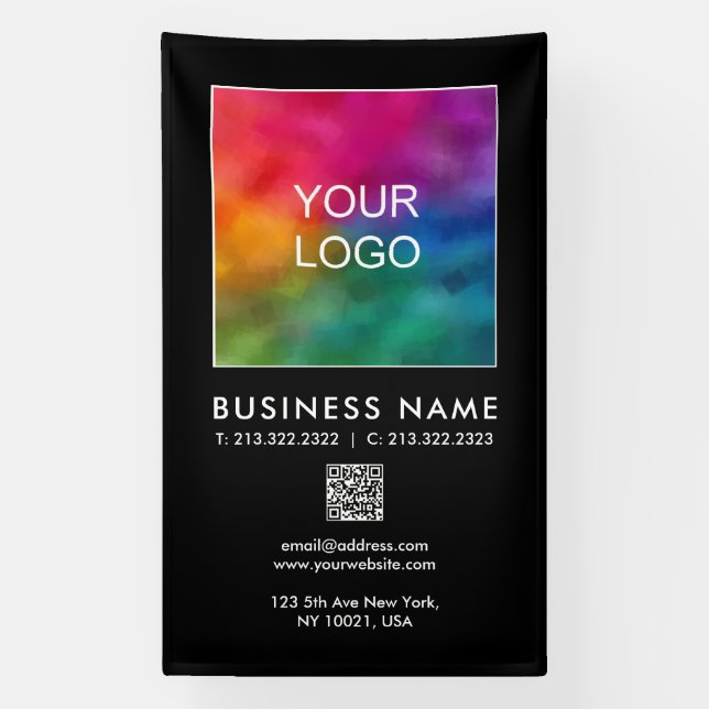 QR Code Business Corporate Logo Here Vertical Banner (Vertical)