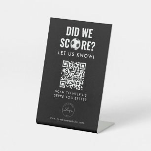 QR Code Business Feedback Services Logo Black Pedestal Sign
