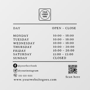 QR Code Business Hours Logo AI door sign