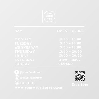 QR Code Business Hours Logo AI door sign