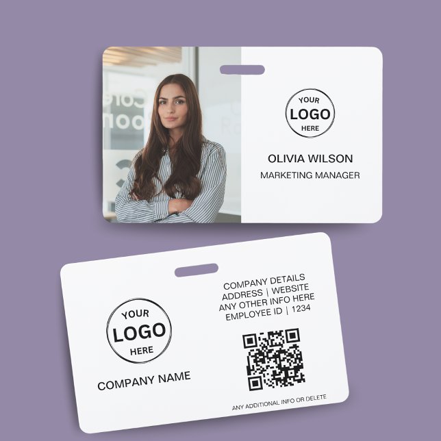 Qr Code Business ID Card Modern Photo Employee Bad Badge (Creator Uploaded)