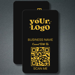 QR Code Business Logo   Black Gold Modern Card