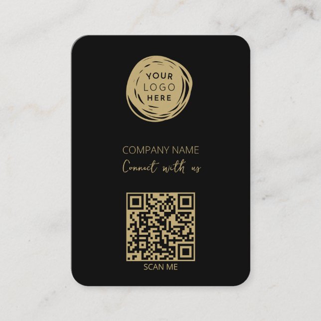 QR Code Business Logo Black Mighty Card (Front)