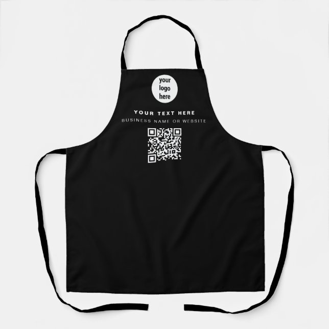 QR Code Business Logo Black Minimalist Business  Apron (Front)