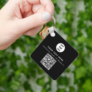 QR Code Business Logo Black Minimalist Business Key Ring