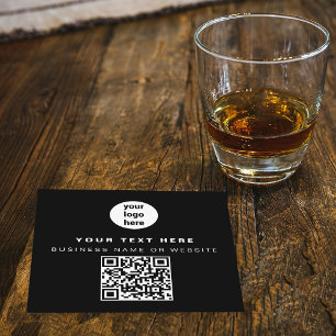 QR Code Business Logo Black Minimalist Business  Square Business Card
