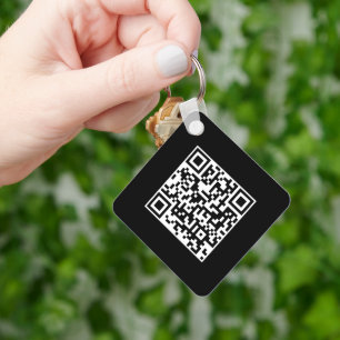 QR Code Business Logo Black Minimalist Corporate Key Ring