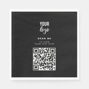 QR Code Business Logo Black Minimalist Corporate Napkin