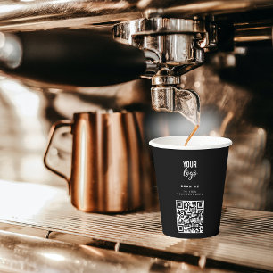 QR Code Business Logo Black Minimalist Corporate Paper Cups