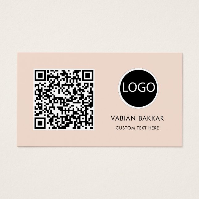 QR Code Business Logo Black Modern Business Card  (Front)