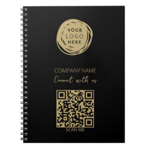 QR Code Business Logo Black Modern Notebook