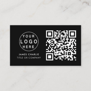 QR Code Business Logo Black Modern Professional Business Card