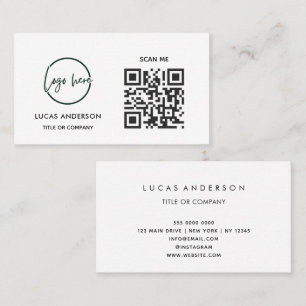 QR Code Business Logo Black Modern Professional Business Card