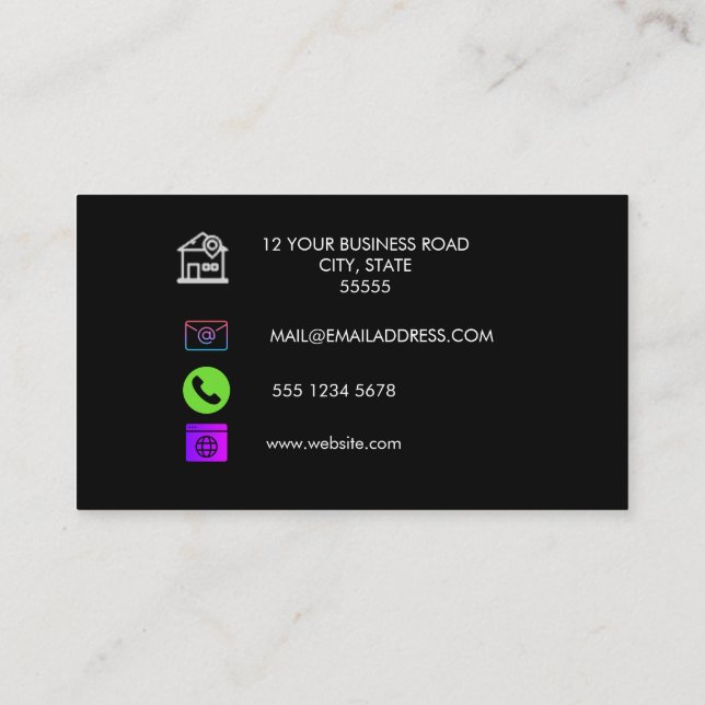 QR Code Business Logo | Black Modern Professional  Business Card (Back)