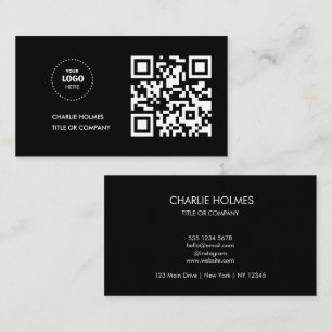 QR Code Business Logo Black Modern Professional Business Card