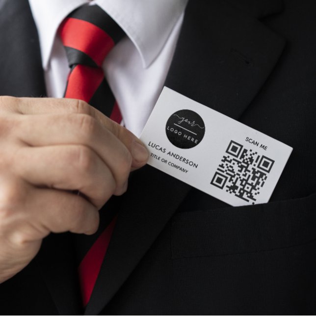 QR Code Business Logo | Black Modern Professional  Business Card (Creator Uploaded)