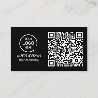 QR Code Business Logo | Black Modern Professional  Calling Card
