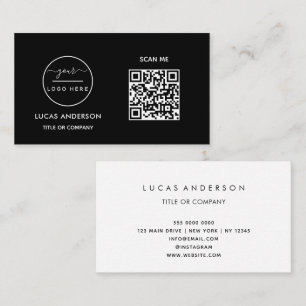 QR Code Business Logo Black Modern Professional Card