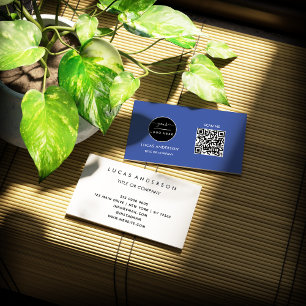 QR Code Business Logo Black Modern Professional Card