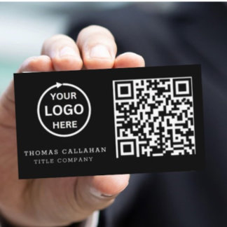 QR Code Business Logo Black Modern Professional Card