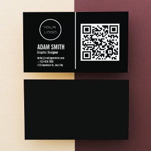 QR Code Business Logo   Black Modern Professional  Card