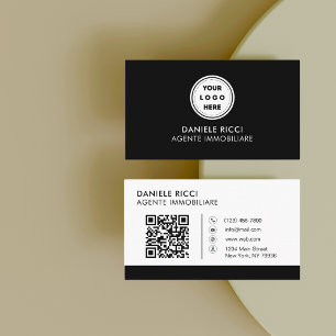 QR Code Business Logo   Black Modern Professional Card