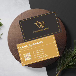 QR Code Business Logo Black Modern Professional Card