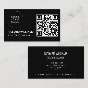 QR Code Business Logo Black Modern Professional Card