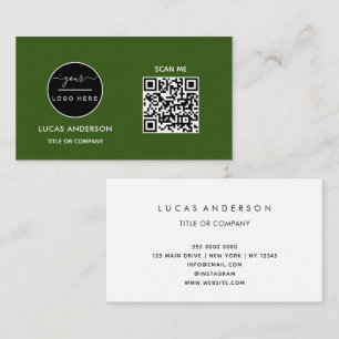 QR Code Business Logo Black Modern Professional Card