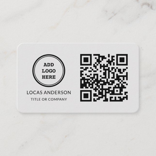 QR Code Business Logo | Black Modern Professional  Card (Front)