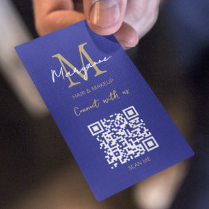 QR Code Business Logo Blue Gold Card
