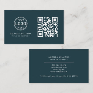 QR Code Business Logo   Blue Modern Professional  Card