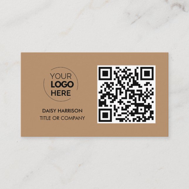 QR Code Business Logo | Brown Modern Professional Business Card (Front)