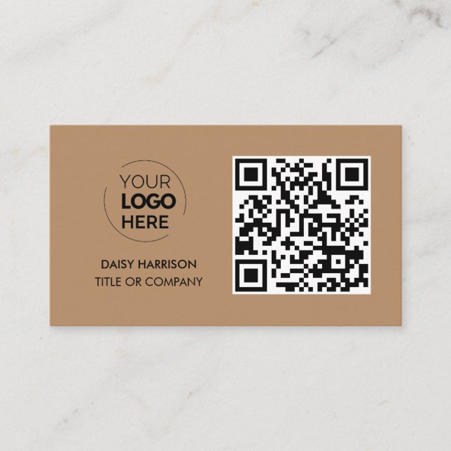 QR Code Business Logo | Brown Modern Professional Card (Front)